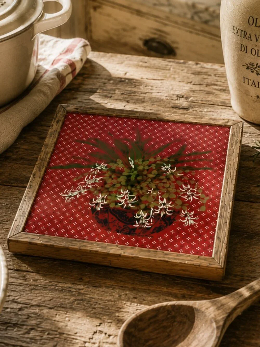 Vintage Italian Ceramics by Ceramiche Piemme Valentino Series Floral Tile Trivet